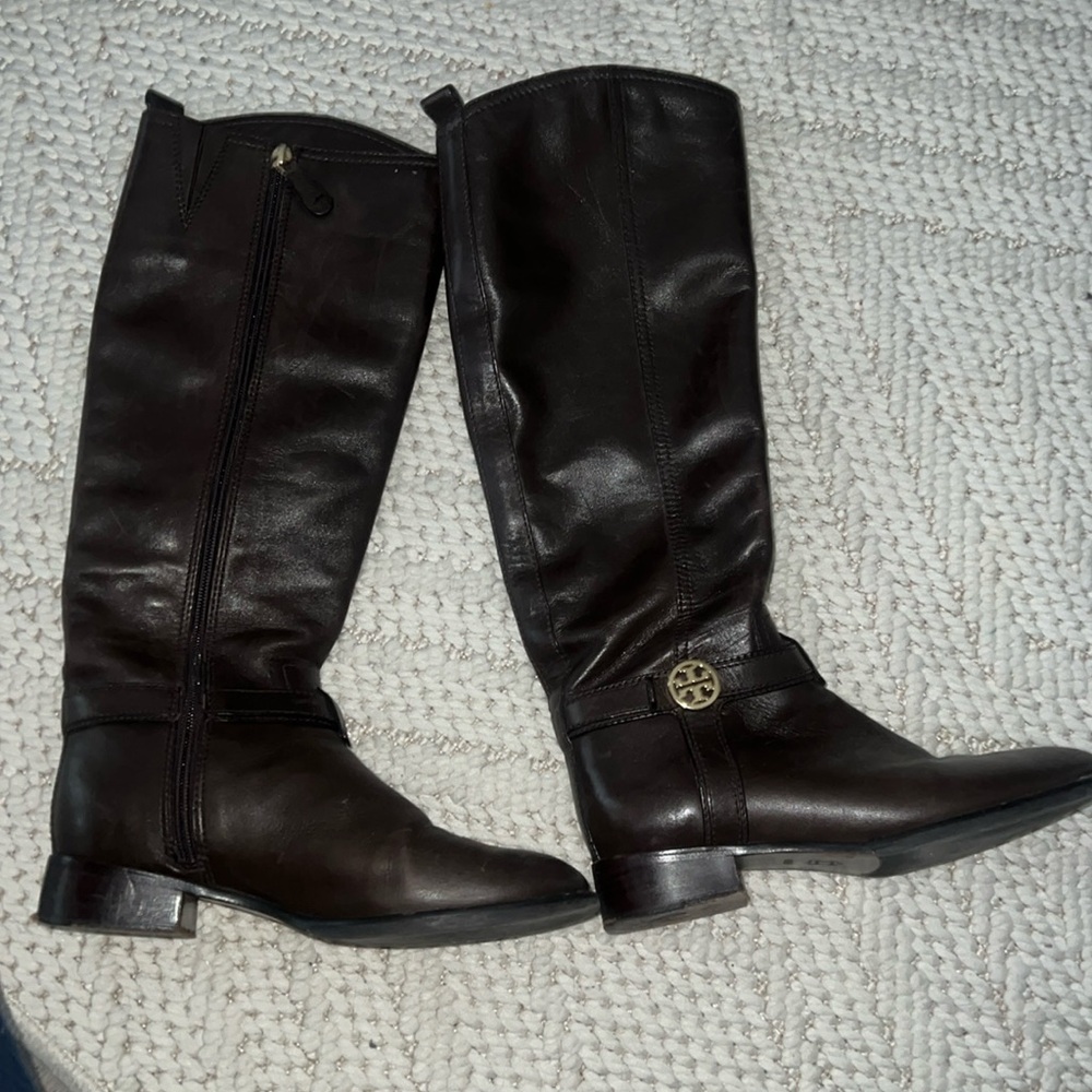 Tory Burch Brown Leather Riding Boots